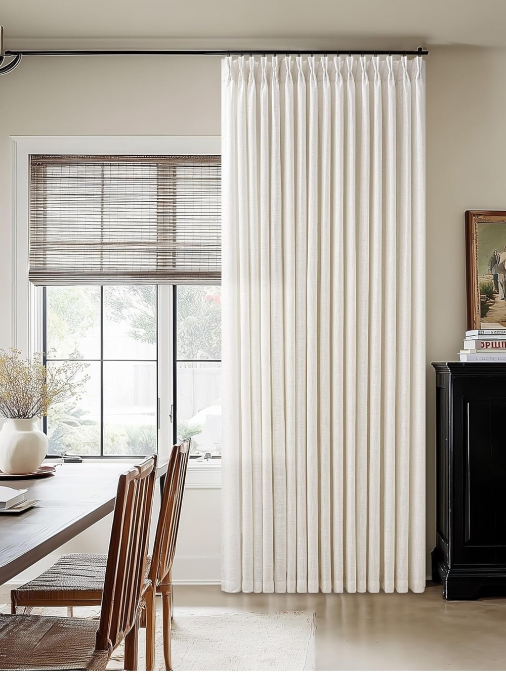 Set of Two Pinch Pleat Linen Curtains